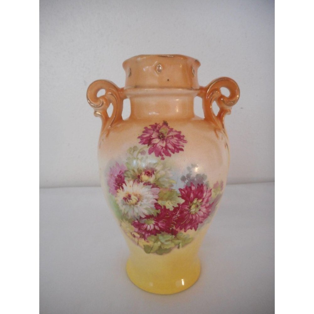 Vintage Austria 6.5" tall floral Yellow Vase
